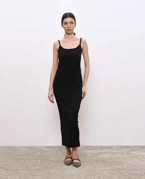 Brunello Cucinelli Черное платье в рубчик с цепочкой мониль ML171AHE21