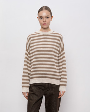 Brunello Cucinelli Бежевий джемпер в смужку з паєтками MDV752200P