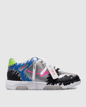 Off-White Сріблясті шкіряні кросівки Bstroy Out Of Office OMIA189G24LEA002