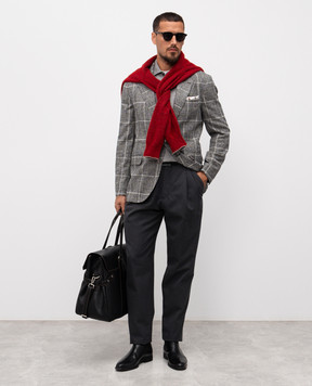 Brunello Cucinelli Серое поло из кашемира и шелка с длинными рукавами M2300295