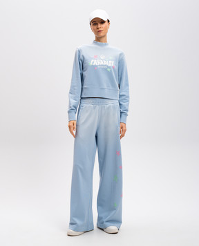 Palm Angels Голубой укороченный свитшот Paradise PWBA016S25FLE001