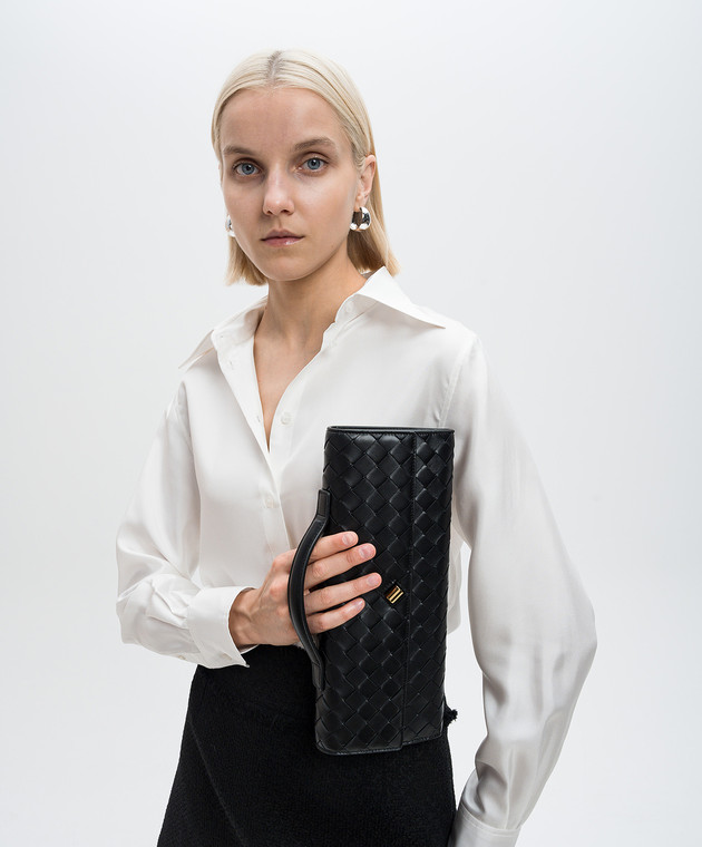 Bottega Veneta Черный кожаный клатч Andiamo с плетением Intrecciato 741511VCPP3 изображение 2