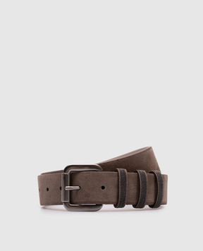 Brunello Cucinelli Коричневый замшевый ремень с цепочкой мониль M0DELC33U