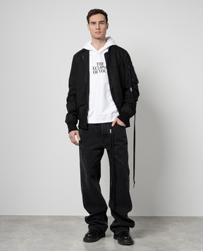 Ann Demeulemeester Белые худи Achim с контрастным принтом 2401MJSW1130FA185