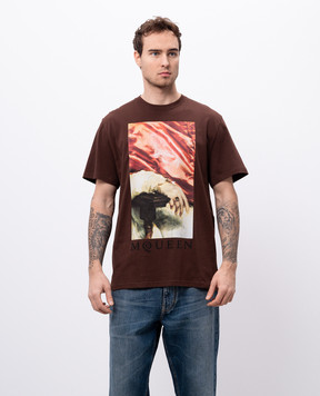Alexander McQueen Коричнева футболка з принтом 815011QTADA