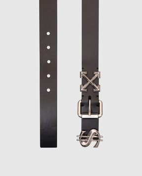 Off-White Черный кожаный ремень с логотипом OMRB14CC99LEA001