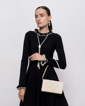 Valentino Бежева шкіряна сумка Quiltie 7W2P0AV2MIC
