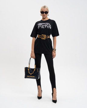 Balmain Чорна футболка з принтом FF0EH005GF22