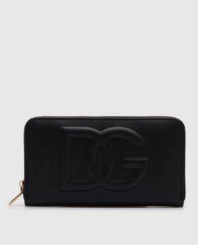 Dolce&Gabbana Черный кожаный кошелек с логотипом монограмма. BI0473AG081