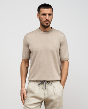 Cashmere&Whiskey Бежевая футболка с леном и кашемиром MU9322318455R