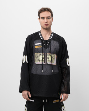 Off-White Черный лонгслив со вставками из сетки OMAD004S25JER003