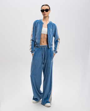 Palm Angels Блакитні велюрові спортивні штани з лампасами PWCJ033S25FAB001