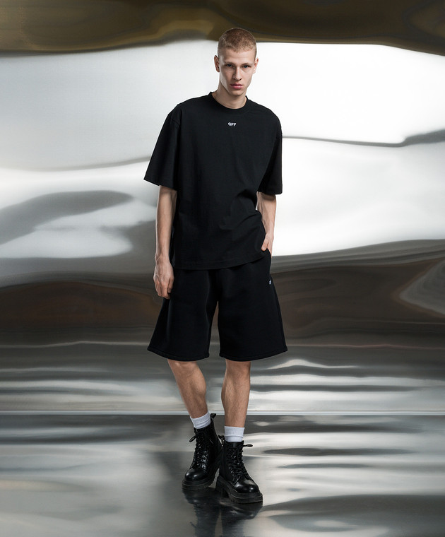 Off-White Черные шорты с вышивкой Off OMCI013S24FLE003 изображение 2