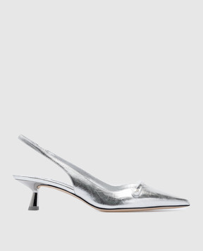 Jimmy Choo Серебристые кожаные слингбеки Amita AMITA45BYK