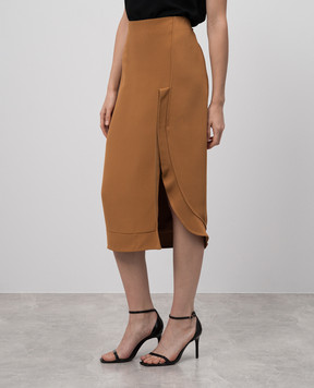 Victoria Beckham Коричнева спідниця з розрізом SKFIT3616