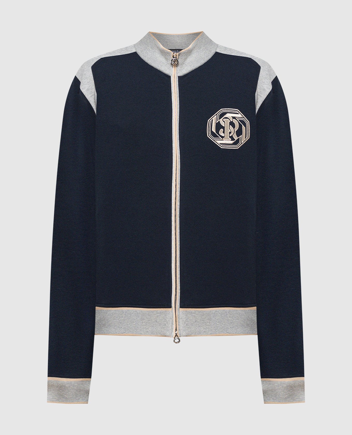 Blue sports jacket with logo embroidery