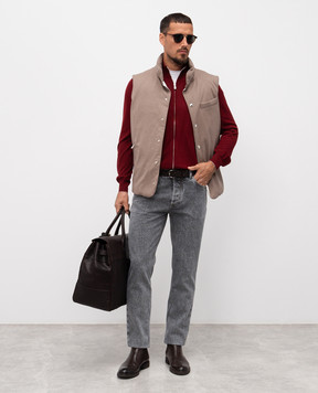 Brunello Cucinelli Бордовий кардиган з вовни та кашеміру M2400106