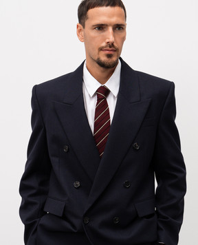 Saint Laurent Бордовый галстук из шерсти и шелка в полоску 8241003YR96