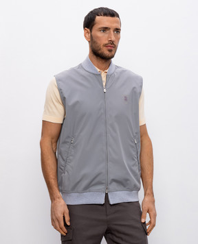 Brunello Cucinelli Сірий жилет з ембемою MB4229083T