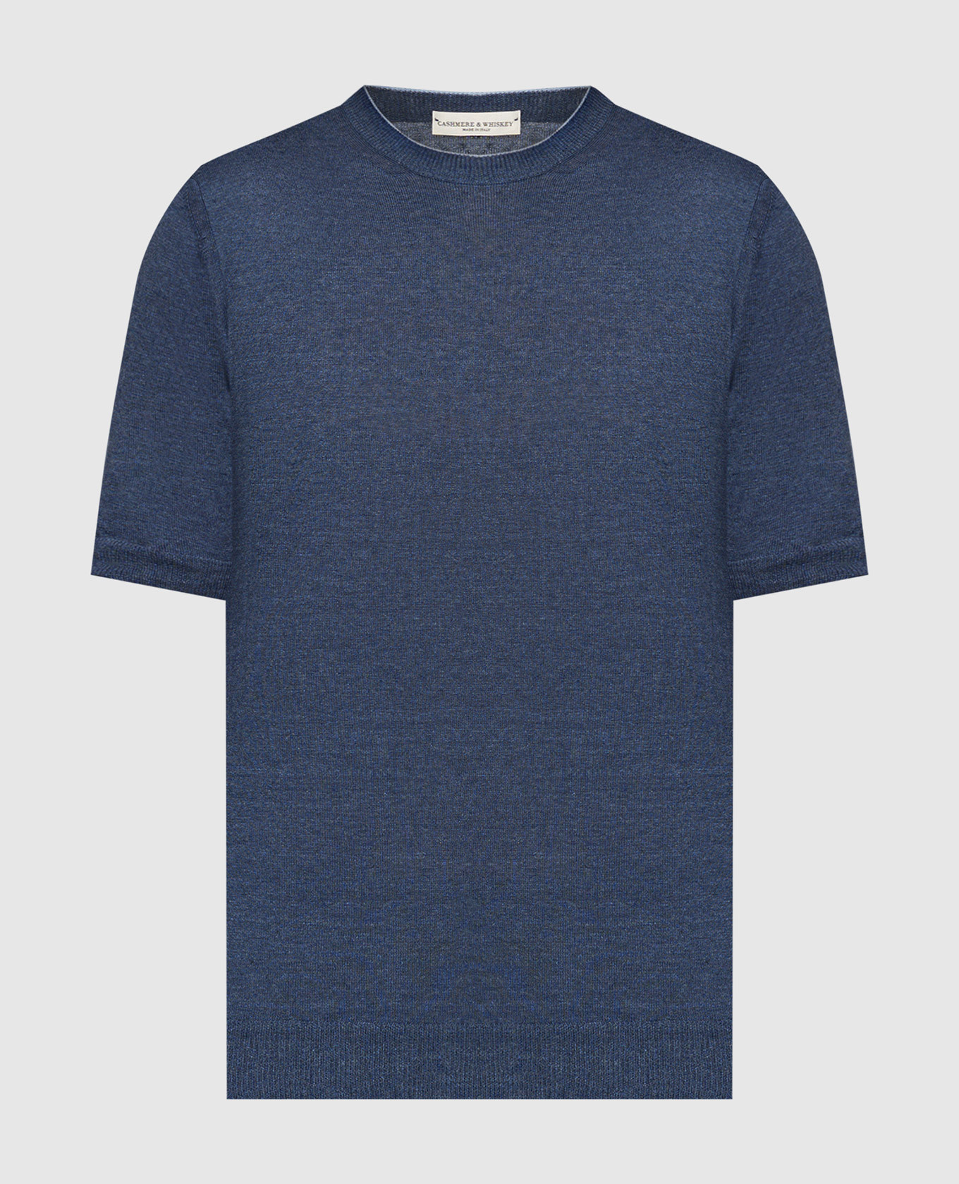 Синяя футболка с леном и кашемиром