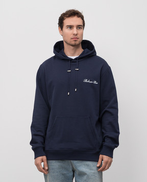 Balmain Синє худі з вишивкою логотипа DH1JT047BC78