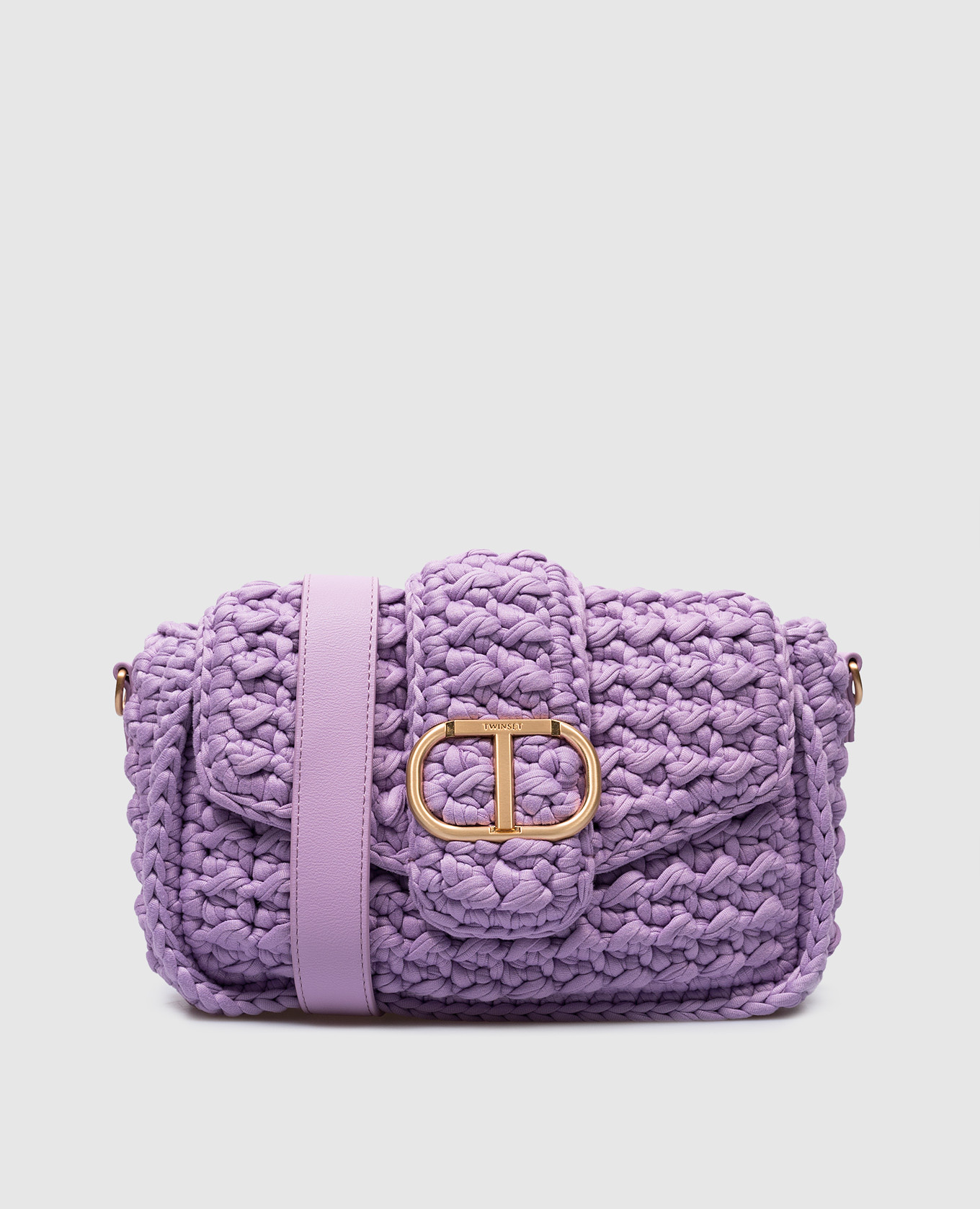 Фиолетовая плетеная сумка Amie с логотипом