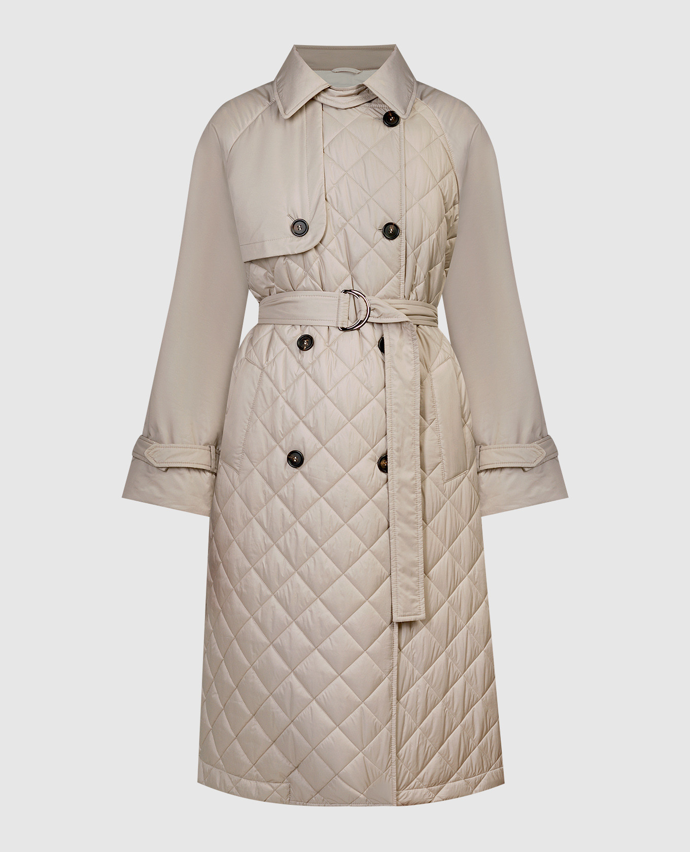 Beige quilted trench coat