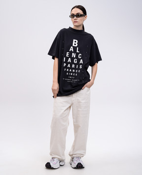 Balenciaga Черная футболка Optical с принтом логотипа 811688TRVU6