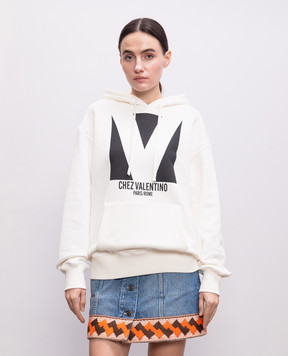 Valentino Белые худи с принтом логотипа 6B3MF24I960