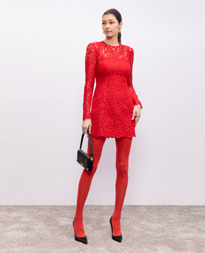 Dolce&Gabbana Красное платье-футляр мини из кружева F6TJRTHLMII