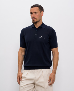 Brunello Cucinelli Синее поло с шелком MNB805805P
