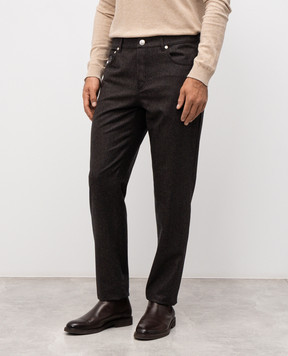 Brunello Cucinelli Коричневі штани з вовни з патчем логотипа M038PF1010