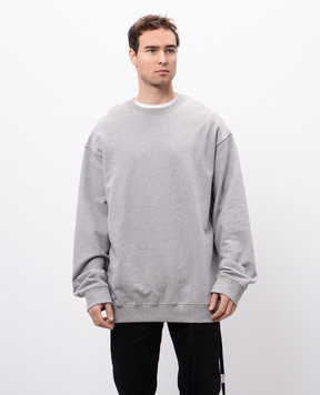 Ann Demeulemeester Серый свитшот с брендовыми лентами B0012489FA186