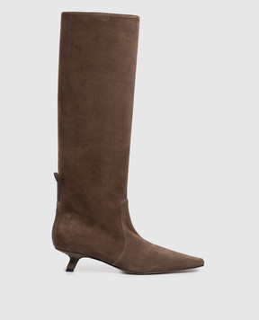 Brunello Cucinelli Коричневі замшеві чоботи з ланцюжком моніль MZSFC3057P