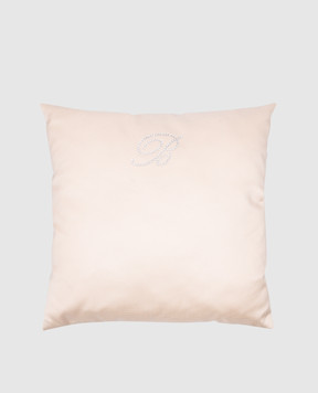Blumarine Бежевая декоративная подушка с монограммой из кристаллов Swarovski. H0000210016