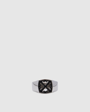 Off-White Серебристое кольцо с логотипом Arrow OMOC078C99MET001