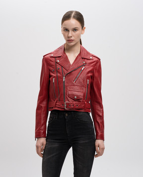 Saint Laurent Красная кожаная косуха 693018Y5QQ2
