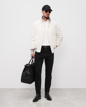 Brunello Cucinelli Белое поло в рубчик M29400105
