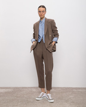 Brunello Cucinelli Коричневые брюки с льном MH126P7197