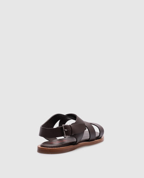 ISAIA Коричневые кожаные сандалии SND021LAMB1
