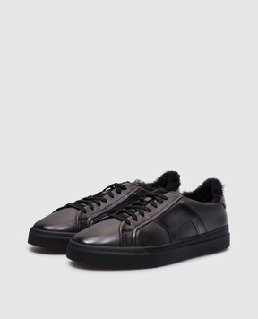 Santoni Черные кеды на меху с логотипом MBGT22018NEOPGON