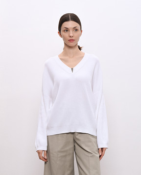Brunello Cucinelli Белый пуловер с цепочкой мониль M19255002