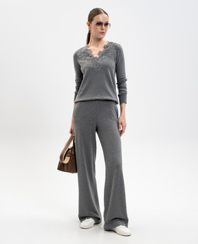 Ermanno Scervino Life Серые утепленные брюки с шерстью D474P302XBK