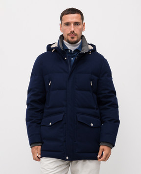 Brunello Cucinelli Синя пухова куртка з вовни MM4701823