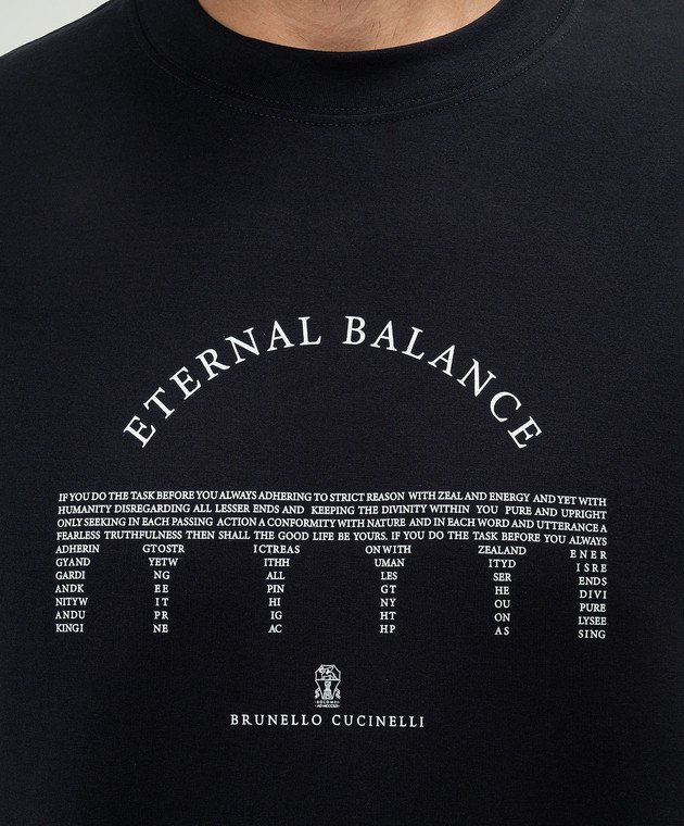 Brunello Cucinelli Синяя футболка с принтом Eternal Balance M0B138413 изображение 5