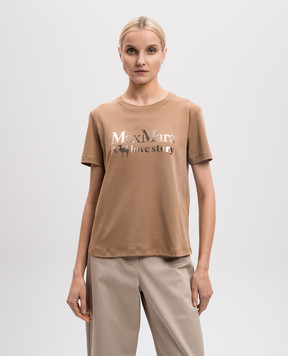 Max Mara Коричнева футболка QUIETO з принтом логотипа QUIETO