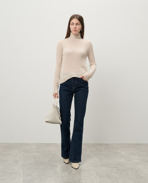 Dondup Бежевий светр Dolcevita з вовни та кашеміру з металевим логотипом DT331M00934D002