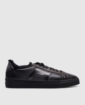 Santoni Черные кеды на меху с логотипом MBGT22018NEOPGON