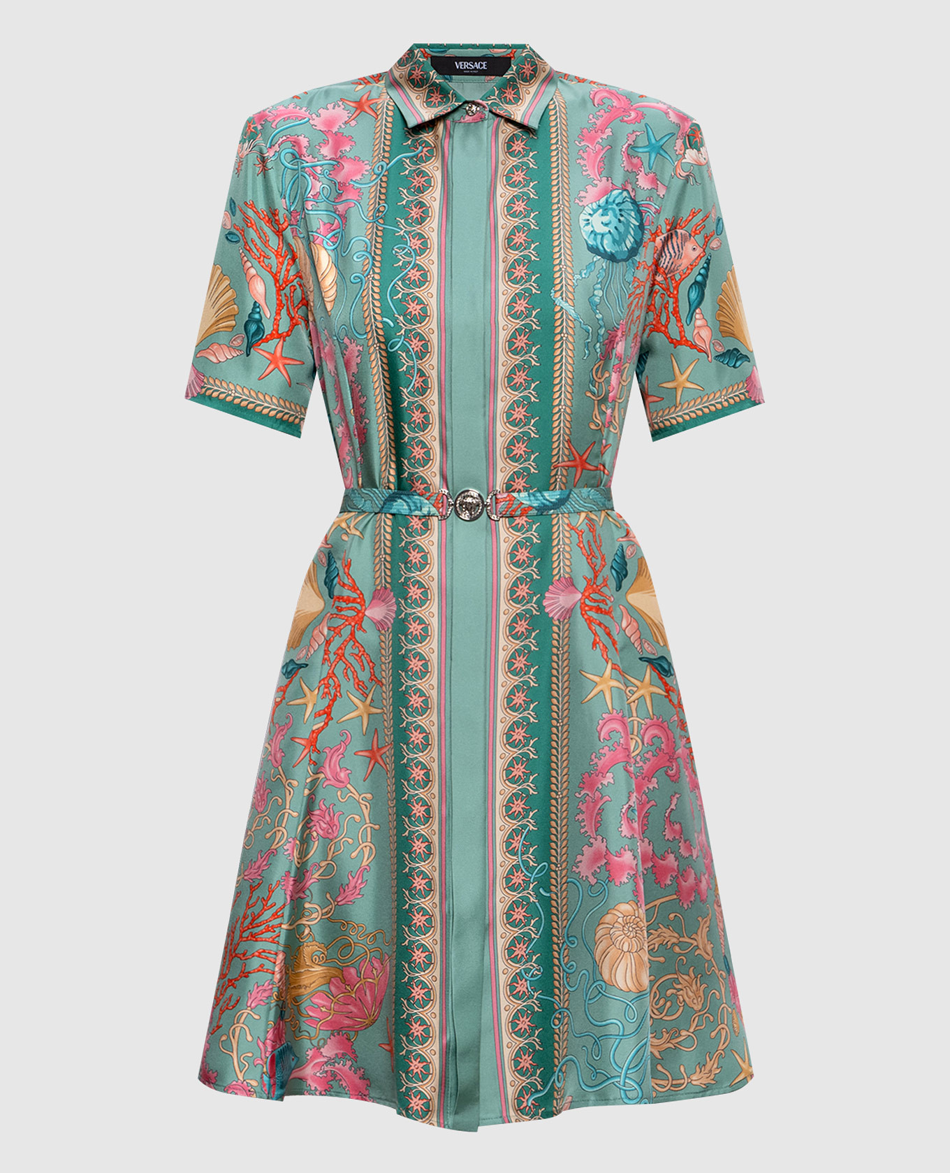 Зеленое платье-рубашка Underwater Barocco из шелка