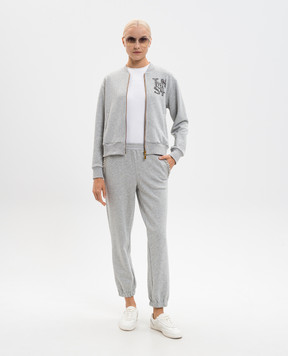 Twinset Сіра меланжева спортивна куртка з логотипом 252LI2MBB